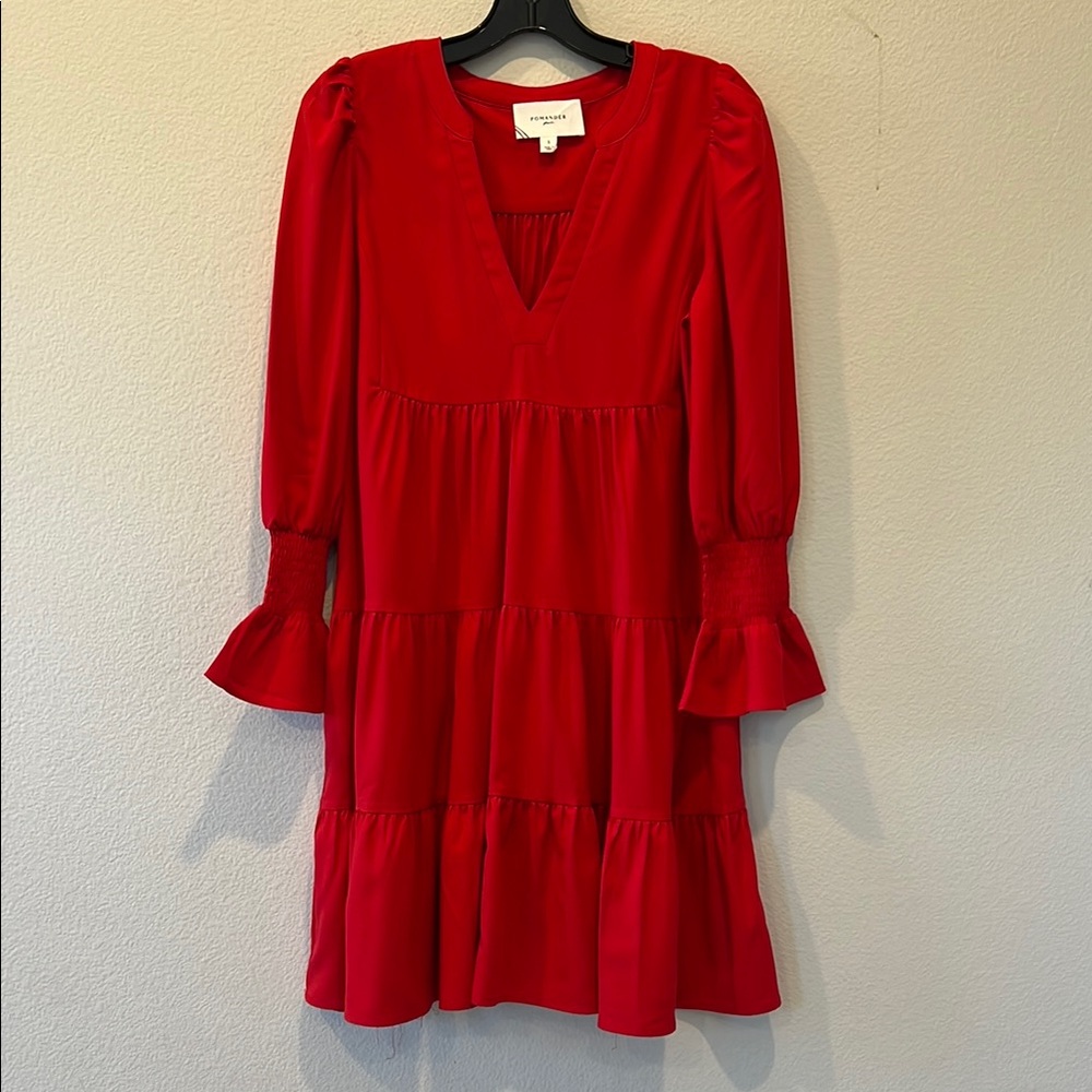 Pomander Place Red Tiered Ruffled Summer Dress